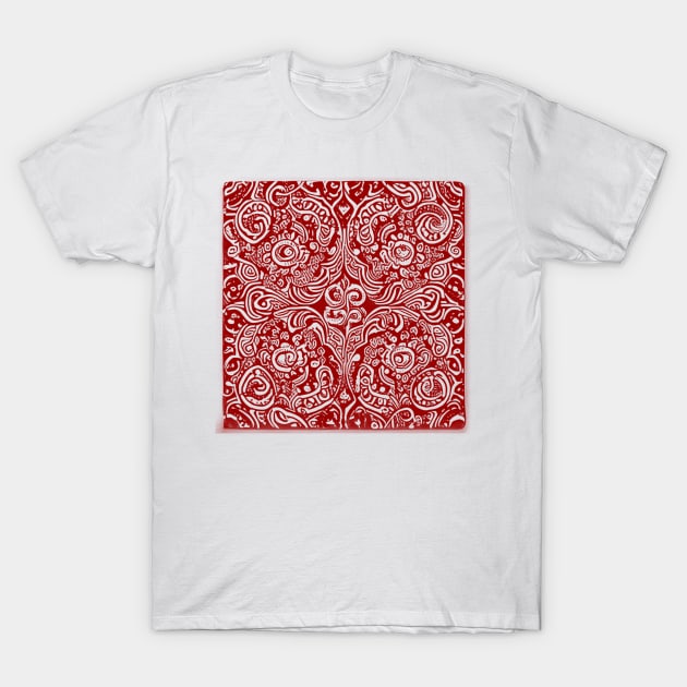 Paisley Print - Crimson Aesthetic T-Shirt by BubbleMench